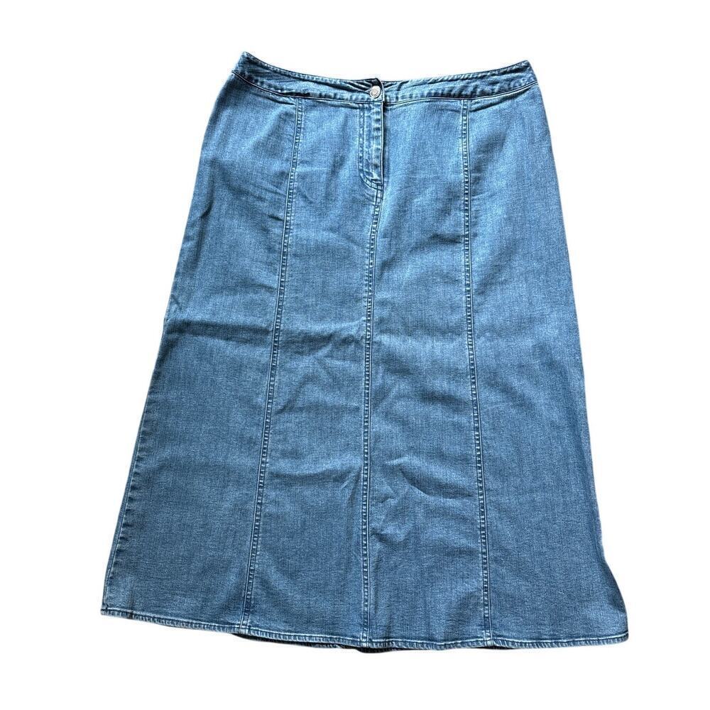 Women’s M Pendleton Denim Midi Skirt Blue Cotton Western Heritage